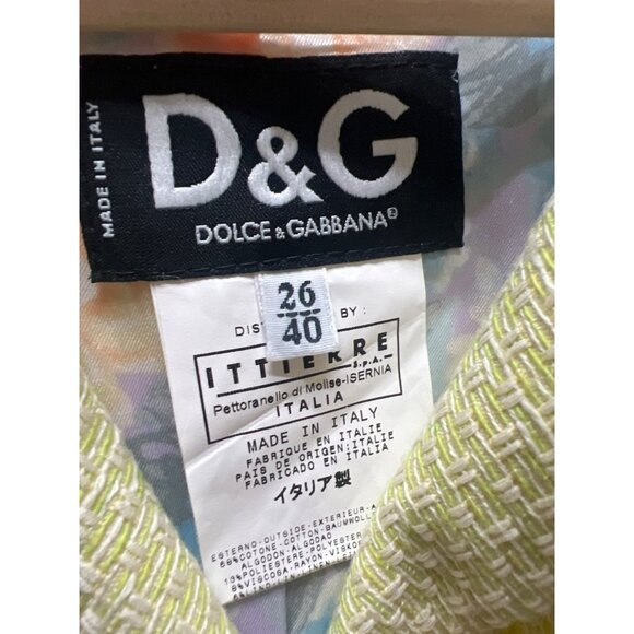 Dolce & Gabbana Spring Green & White Textured Lace Trimmed Coat - Picture 10 of 10